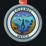 Adorno Metálico Insignia Cozumel Mexico Scuba<br><div class="desc">Diseño de arte vectorial de Cozumel. Una isla mexicana en el mar Caribe,  un popular puerto de escala para cruceros famoso por su buceo.</div>