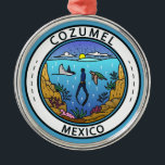 Adorno Metálico Insignia Cozumel Mexico Scuba<br><div class="desc">Diseño de arte vectorial de Cozumel. Una isla mexicana en el mar Caribe,  un popular puerto de escala para cruceros famoso por su buceo.</div>