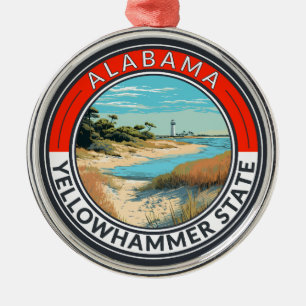 Adorno Metálico Insignia de arte de viaje de Alabama