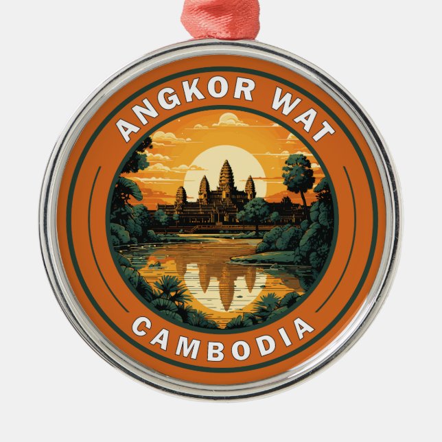 Adorno Metálico Insignia de arte de viajes Angkor Wat Cambodia (Frente)
