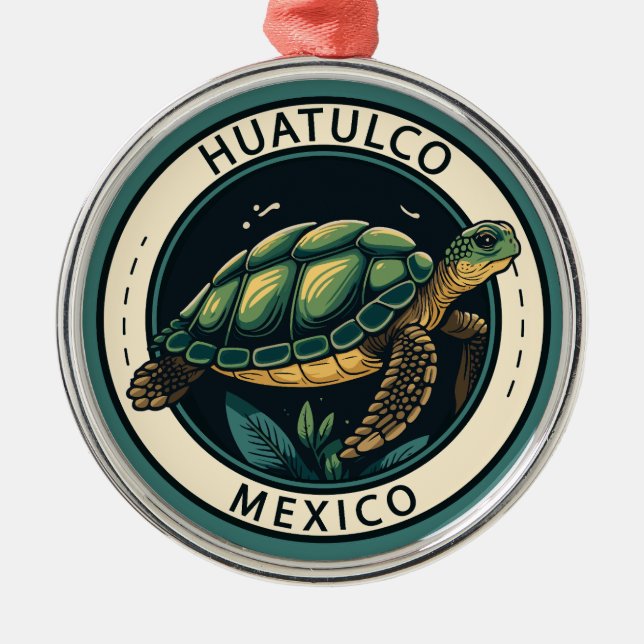 Adorno Metálico Insignia de tortuga de Huatulco México (Frente)