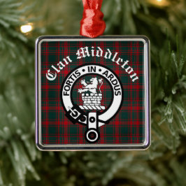 Adorno Metálico Insignia Escudo de Clan Middleton y Tartán