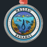 Adorno Metálico Insignia Scuba de Nassau Bahamas<br><div class="desc">Diseño artístico vectorial de Nassau. La ciudad es conocida por sus playas y sus arrecifes de coral marinos,  muy populares entre los amantes del buceo y el snorkel.</div>