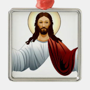 Adorno Metálico Inteligencia Artificial Arte de Jesús con brazos a