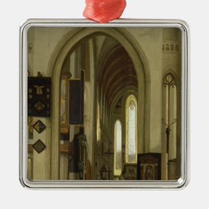 Adorno Metálico Interior de una iglesia con figuras, 1685