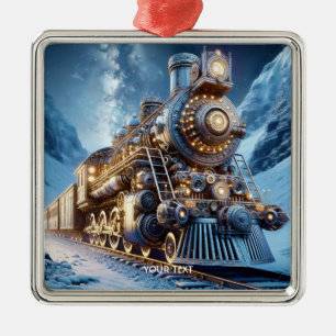 Adorno Metálico Invierno del tren de vapor Fantasy