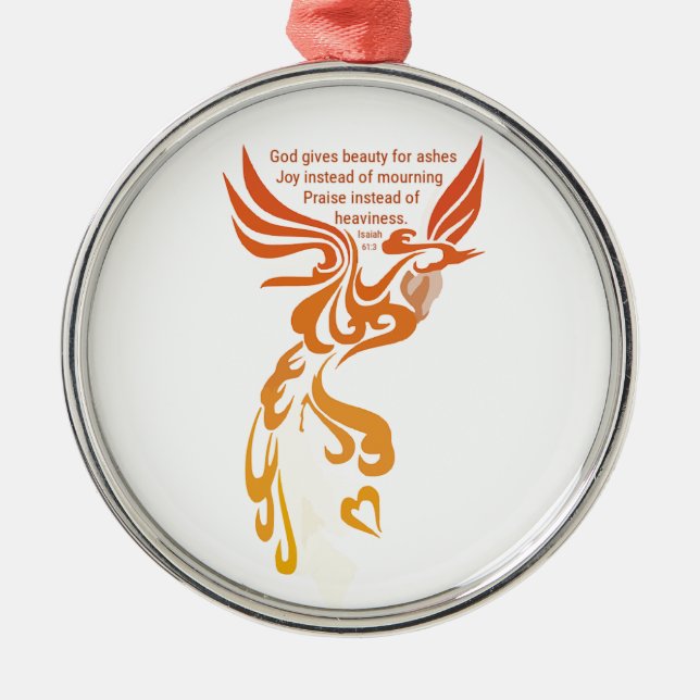 Adorno Metálico Isaiah 61 Phoenix Premium Round Ornament (Frente)