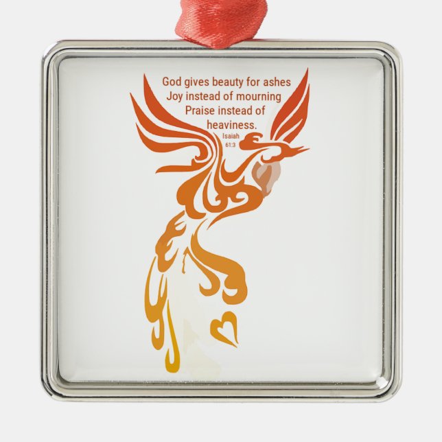 Adorno Metálico Isaiah 61 Phoenix Premium Square Ornament (Frente)