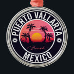Adorno Metálico Isla de Puerto Vallarta México. Playa Mexicana<br><div class="desc">Diseño de playa de Puerto Vallarta. Las playas de México son el mejor destino para las vacaciones de verano. Puedes regalarte este diseño a ti mismo o a alguien que vaya al verano a Los Cabos Playa. Está diseñado para los surfistas. Para todos los amantes de la playa, esto es...</div>
