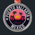 Adorno Metálico Isla de Puerto Vallarta México. Playa Mexicana<br><div class="desc">Diseño de playa de Puerto Vallarta. Las playas de México son el mejor destino para las vacaciones de verano. Puedes regalarte este diseño a ti mismo o a alguien que vaya al verano a Los Cabos Playa. Está diseñado para los surfistas. Para todos los amantes de la playa, esto es...</div>