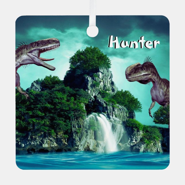 Adorno Metálico Isla Dinosaur (Anverso)