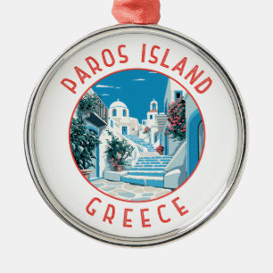 Adorno Metálico Isla Paros Grecia Círculo retro perturbado