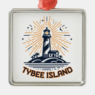 Adorno Metálico Isla Tybee Faro de Georgia Sunrise