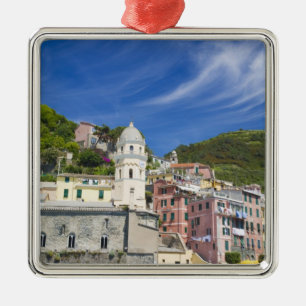 Adorno Metálico Italia, Cinque Terre, Vernazza, Puerto y Iglesia