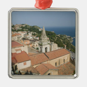 Adorno Metálico ITALIA, Sicilia, TAORMINA: Vista hacia Piazza IX
