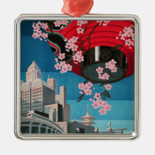 Adorno Metálico Japón Tokio Vintage Póster de viaje japonés