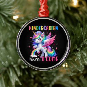 Adorno Metálico Jardín de Infancia Aquí Voy Unicornio Vuelta al Co