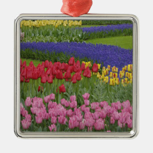 Adorno Metálico Jardín de tulipanes, jacintos de uva y