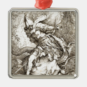 Adorno Metálico Jason y el dragón (aguafuerte del siglo XVII)