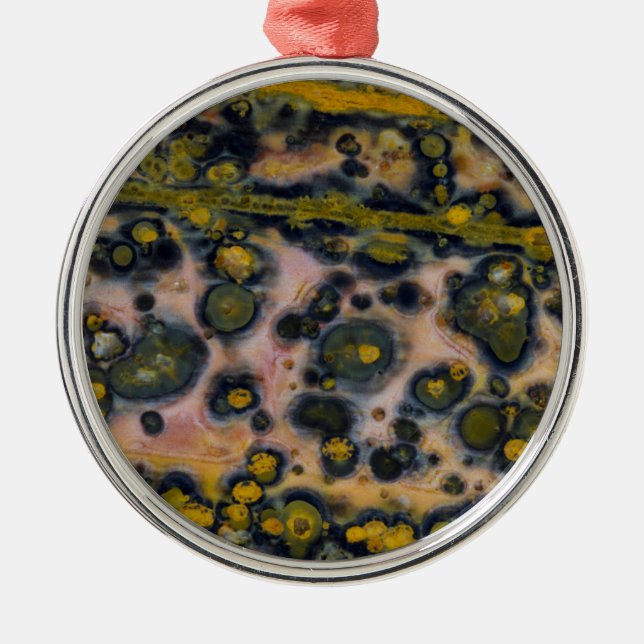 Adorno Metálico Jasper oceánico con manchas amarillas (Frente)