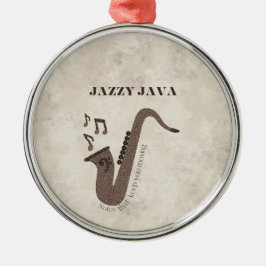 Adorno Metálico Jazzy Java-Grãos de Café-Saxofone-