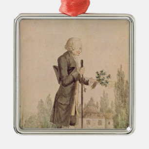 Adorno Metálico Jean-Jacques Rousseau que recolecta las hierbas