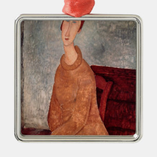 Adorno Metálico Jeanne Hebuterne en un puente amarillo, 1918-19
