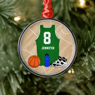 Adorno Metálico Jersey de baloncesto en verde cancha