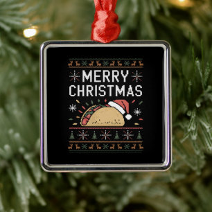 Adorno Metálico Jersey de Navidad Feo Luces Santa Taco Navidad