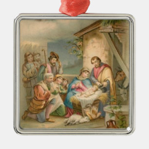 Adorno Metálico Jesús en el pesebre