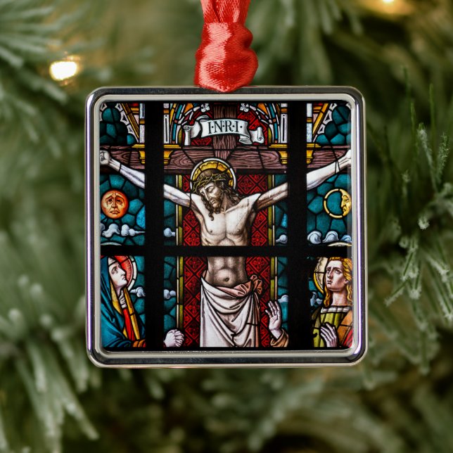 Adorno Metálico Jesús en la cruz, crucifixión (Árbol)