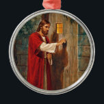 Adorno Metálico Jesús golpea en la puerta<br><div class="desc">Aquí Jesús está golpeando en una puerta. ¡Él dice que "Behold! Me coloco en la puerta y golpeo. Si cualquier persona oye mi voz y abre la puerta,  entraré y cenaré con él,  y él conmigo."   A partir de 3:20 de las revelaciones</div>