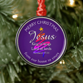 Adorno Metálico JESUS KING OF KINGS Personalizado Purple | NAVIDAD