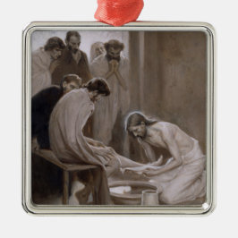 Adorno Metálico Jesús lavando los pies de sus discípulos