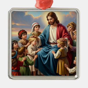 Adorno Metálico Jesús rodeado de niños