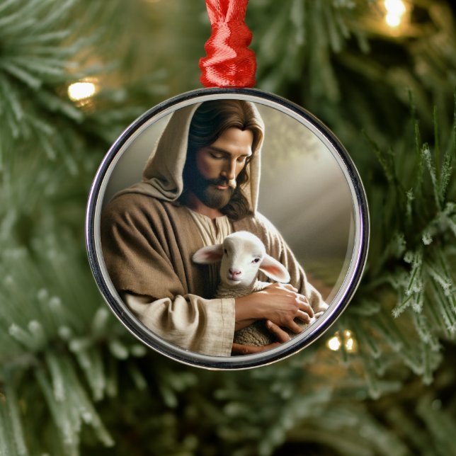 ADORNO METÁLICO JESUS WITH LAMB CHRISTMAS ORNAMENT (Árbol)
