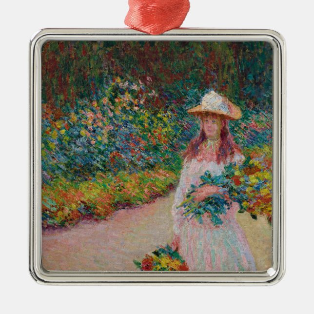 Adorno Metálico Jeune fille dans le jardin de Giverny, 1888 (Frente)