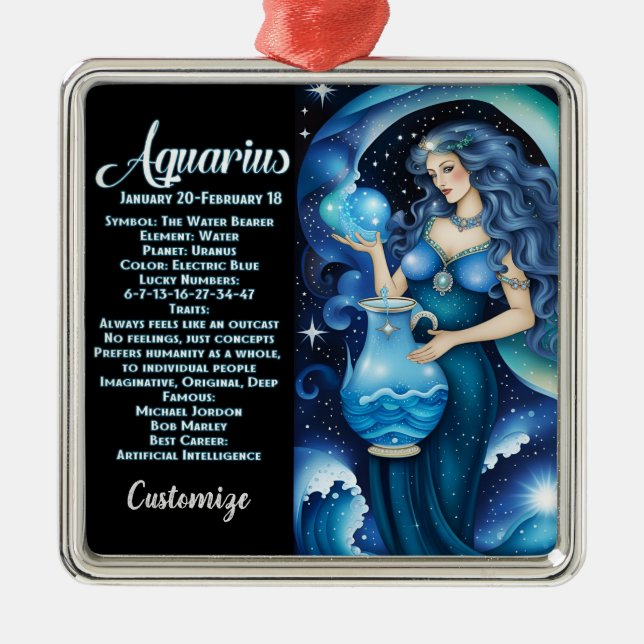 Adorno Metálico Jewel Galaxy Zodiac Aquarius personalizado (Frente)