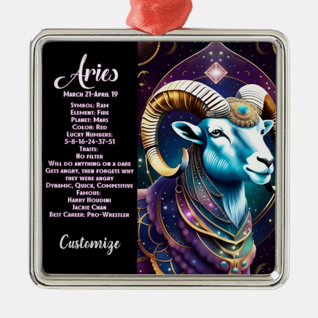 Adorno Metálico Jewel Galaxy Zodiac Aries personalizado (Frente)