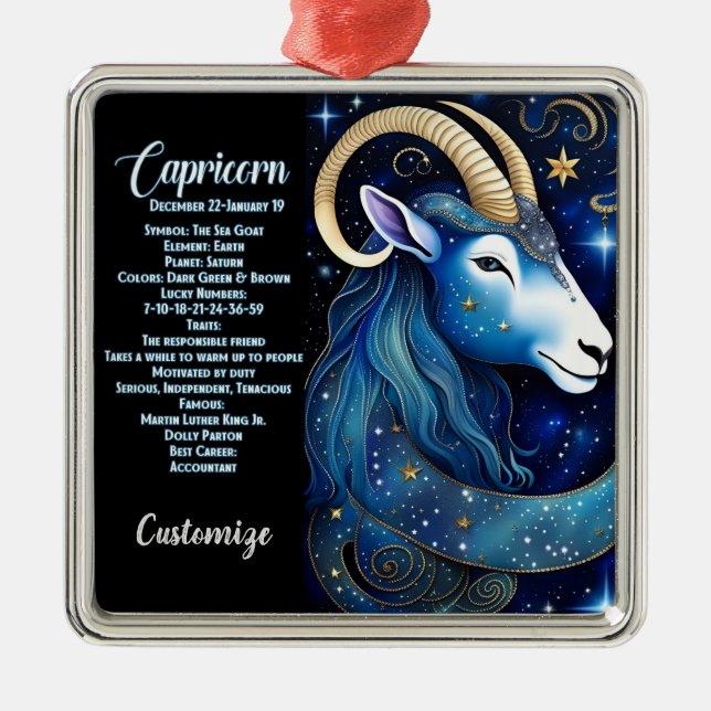 Adorno Metálico Jewel Galaxy Zodiac Capricorn Personalizado (Frente)
