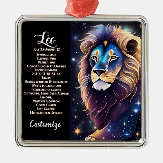 Adorno Metálico Jewel Galaxy Zodiac Leo personalizado (Frente)