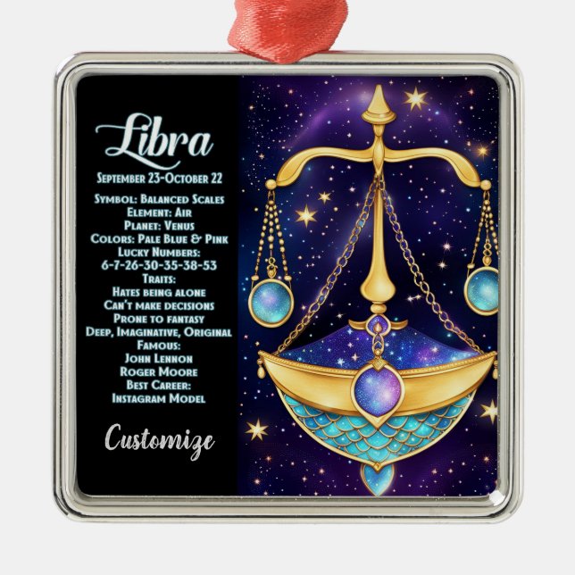 Adorno Metálico Jewel Galaxy Zodiac Libra personalizada (Frente)