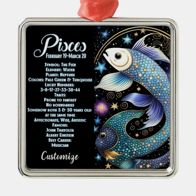 Adorno Metálico Jewel Galaxy Zodiac Pisces personalizado (Frente)