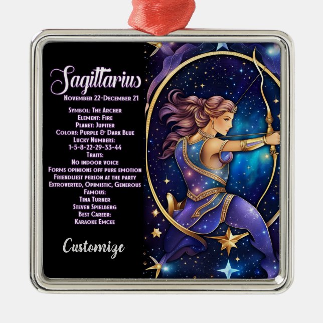 Adorno Metálico Jewel Galaxy Zodiac Sagittarius personalizado (Frente)