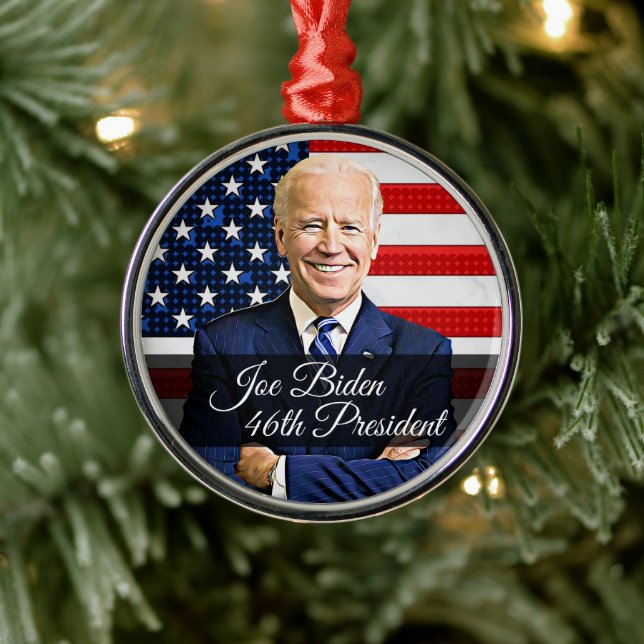 Adorno Metálico Joe Biden 46º recuerdo del presidente Keepsake 202 (Árbol)