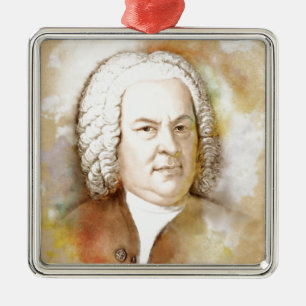 Adorno Metálico Johann Sebastian Bach Portrait en beige