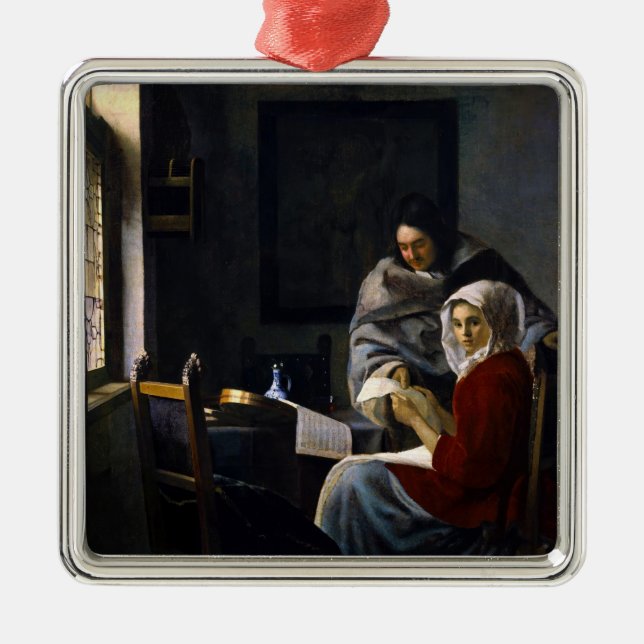 Adorno Metálico Johannes Vermeer - Chica interrumpida en su música (Frente)