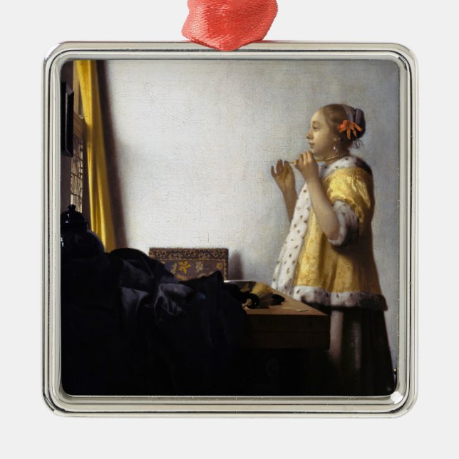 Adorno Metálico Johannes Vermeer - Joven con collar de perla (Frente)