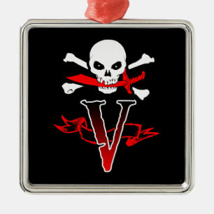 Adorno Metálico Jolly Roger V Monograma Inicial
