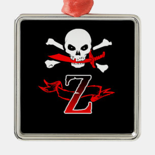 Adorno Metálico Jolly Roger Z Monograma Inicial